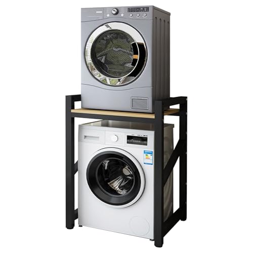 WEAFIEO Kit de apilamiento de lavadora y secadora de carga superior, soporte ajustable en ancho y altura, crea espacio, sin taladrar, organización de la ropa