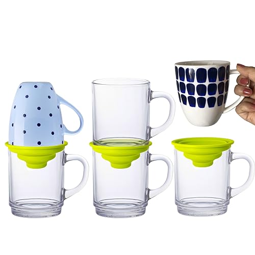 Mug Stacker Kitchen Cabinet Shelf Organizer for Cupboard and Pantry Organization - Expandable and Stackable Storage Solution for Tea Cups and Coffee Mugs - Save Space and Stay Organized (3Pcs Green)