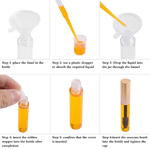 umorismo 20 Pcs 10ml Mini Mascara Tubes Empty Mascara Tube and Wand, DIY Mascara Container with Eyelash Wand, Inserts, Funnels for Castor Oil, Cosmetics Supplies - Image 4