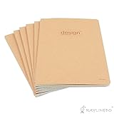 RayLineDo® 76 Pages A5 5MM Squared Grid Format Engineering Notebook Project Ring Notebook Thread Binding Soft Cover Science Journal Kraft Brown - 6Pack