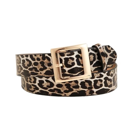 Belts for Women, Chic Leopard Print Belt - Soft PU Leather, Adjustable Buckle, Casual Jeans Pants Accessory, Decorative