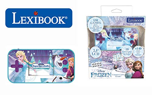 LEXiBOOK JL2367FZ Disney Frozen Elsa Compact Cyber Arcade Portable Console, 150 Games, LCD Colour Screen, Battery Operated, Blue