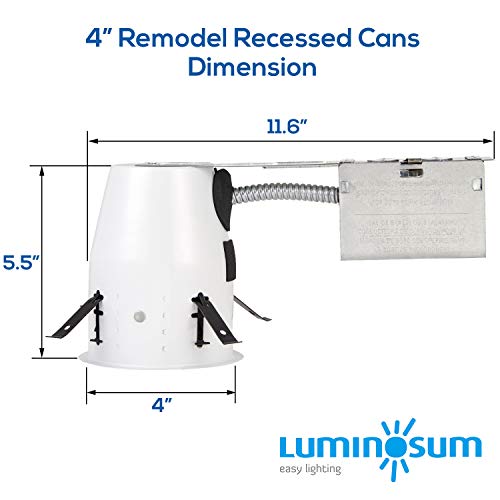 Luminosum 4 Inch Remodel Recessed Can, Air Tight Ic Housing, With Tp24 Connector And E26 Socket, Ul-Listed, 8-Pack #TOP2