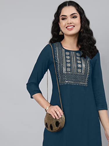 Image of Femvy Women's Rayon Solid Regular Kurti