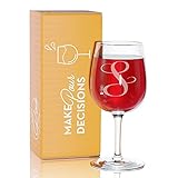 On The Rox Drinks Monogrammed Gifts for Women - A-Z Personalized Wine Glasses Engraved- 12.75 Oz (S)