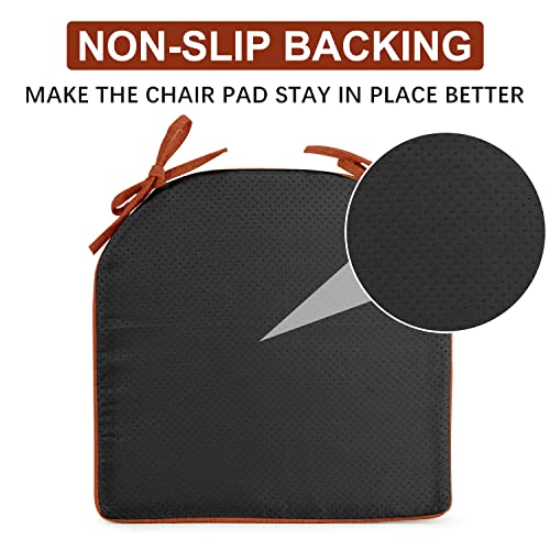 Lovtex Chair Cushions For Dining Chairs 4 Pack - Memory Foam Chair Pads With Ties And Non-Slip Backing - Seat Cushion For Kitchen Chair 16"X16"X2", Orange #TOP4