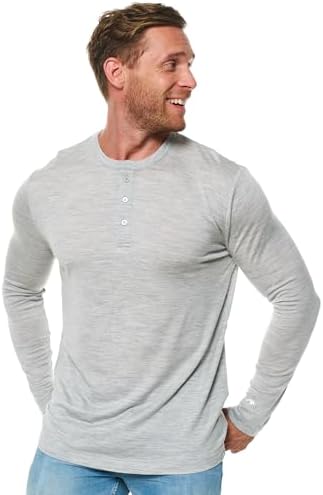 Merino.tech 100% Merino Shirt Herren Langarm 3 Kragenformen Outdoor Alltag | Henley Shirt mit Knopfleiste, Rundhals, V-Ausschnitt kratzfrei, für Casual und Büro, Geruchshemmend, Fe