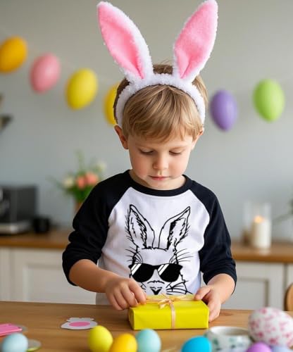 Boys Easter Shirt Toddler Easter Egg Hunt Chick Graphic Tees Raglan Easter Clothes Outfit for Children 2-7 Years3