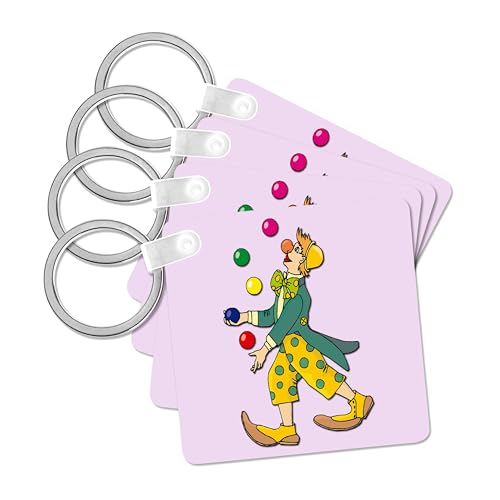 3dRose, Clown. Circus. Pink. Kids décor., set of 4 Key Chains