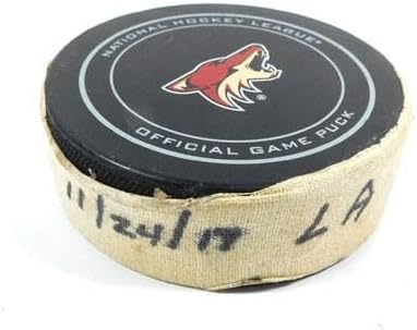 2017 Arizona Coyotes vs. Los Angeles Kings Game Used Puck 11-24-17 AA0023116 - NHL Unsigned Game Used Pucks