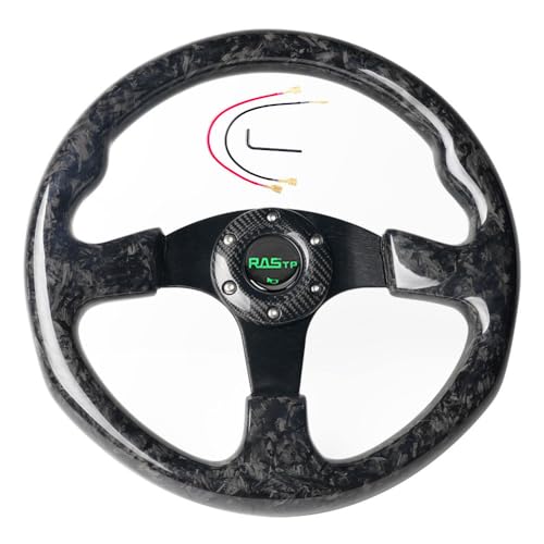 RASTP Forged Carbon Fiber Racing Steering Wheel, 13.8”/350mm 6 Bolts Steering Wheel Universal for Most Vehicle/Racing Car