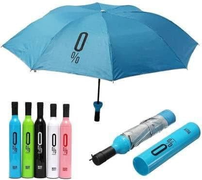 Bottel Umbrella | Wine Bottle Shape Foldable Umbrella with Plastic Case | Compact Manual Portable Umbrella with Bottle Cover for UV Protection & Rain-image-0