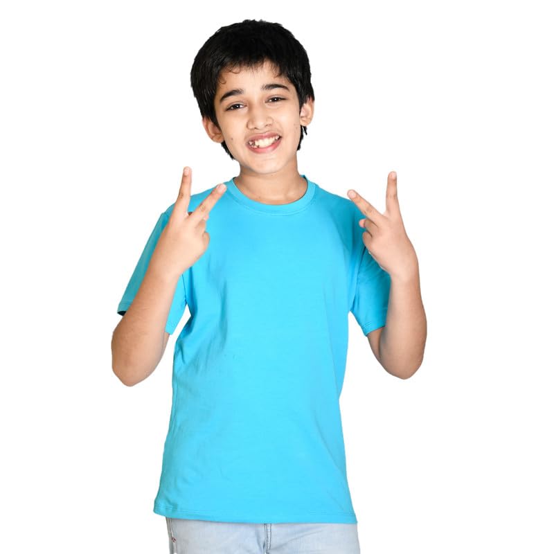Image of Nusyl Boys Half Sleeves Solid T-Shirt for Kids | Soft Cotton Blend | Comfortable Regular Fit | Casual 2-16 Years | Multiple Colors & Pack Options