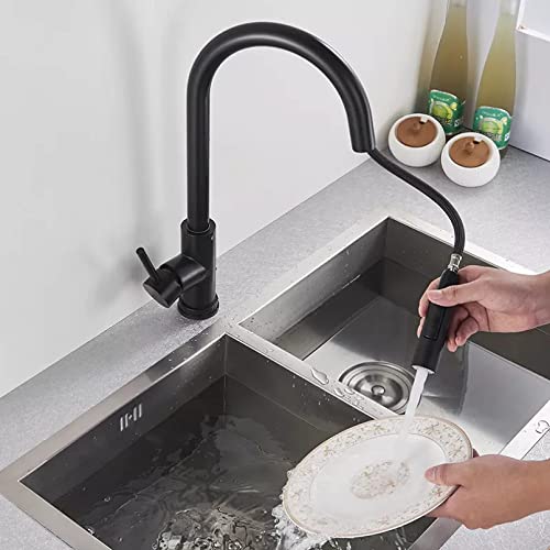 Robinet d'eau chaude et froide avec douchette extractible 2 fonctions pour évier moderne - 3