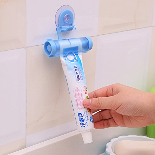 Preisvergleich Produktbild HuntGold Zahnpasta-Presse, Kunststoff, drehbarer Spender, mit Saugnapf, zufällige Farbauswahl