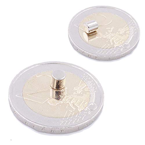 Brudazon | 50 Mini Aimants Disques 4x4mm | N52 Niveau Le Plus Forte - Aimants en néodyme Ultra Fortes | Aimant de Puissance pour modélisme, Photo, Tableau Blanc, Artisanat | Disque Extra Forte Cover