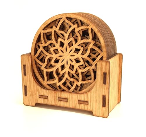 CrisPhy Fascino Mandala: set di 12 sottobicchieri in legno, 9 x 9 cm, arte e protezione per il tuo tavolo