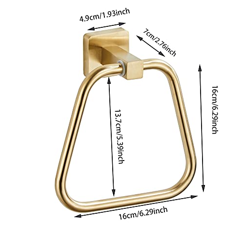 Image of Brushed Gold Towel Ring for Bathroom, Kitchen Bath Towel Holder Hangers Wall Mount Heavy Duty Stainless Steel