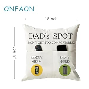 ONFAON Fathers Day Throw Pillow Case Dads Spot Throw Pillow Covers 18 x 18 InchDad Gifts from Daughter SonBirthday Christmas Thanksgiving Day Gifts for Papa Stepdad 2 Pocket