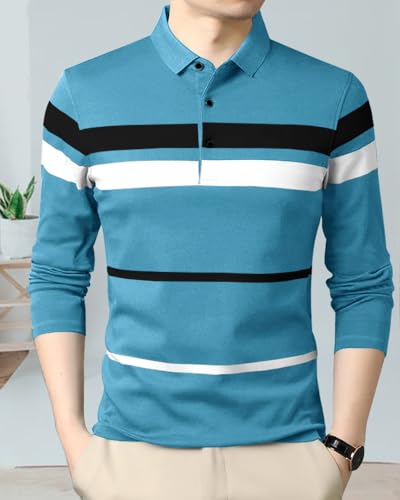 Image of Noble Monk Men's Polycotton Regular Fit Full Sleeves Polo T-Shirt