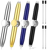 4 Stück Fidget Spinner Stift für ADHS mit LED Licht, 3-in-1 Anti Stress Stift & Kugelschreiber mit Spinning Funktion mit 4 Ersatzminen, Schreibstift für Büro, Schule, Geschenke ADHS Hilfsmittel