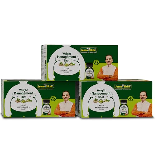 Image of Jeena Sikho Weight Management Shot | Ayurvedic Herbal Liquid for Daily Wellness Routine | Enriched with Ashwagandha, Amla, Giloy, 9 Shot (60 ml each), Pack of 3