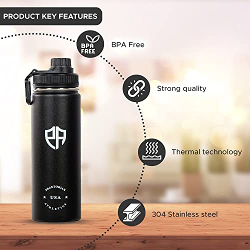 24 Oz Stainless Steel Thermal Insulated Hot/Cold Water Bottles To Keep Any Drink Hot For 12 Hours & Cold For 24 Hours - Gym Water Bottles For Men & Women - Mens Thermal Water Bottle (Black) #TOP1