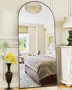 Full Length Mirror, 58"x18" Arch Floor Mirror, Floor Standing Mirror Freestanding Arch Full Body Mirrors with Stand for Bedroom, Hanging Mounted Mirrors for Living Room Cloakroom, Black
