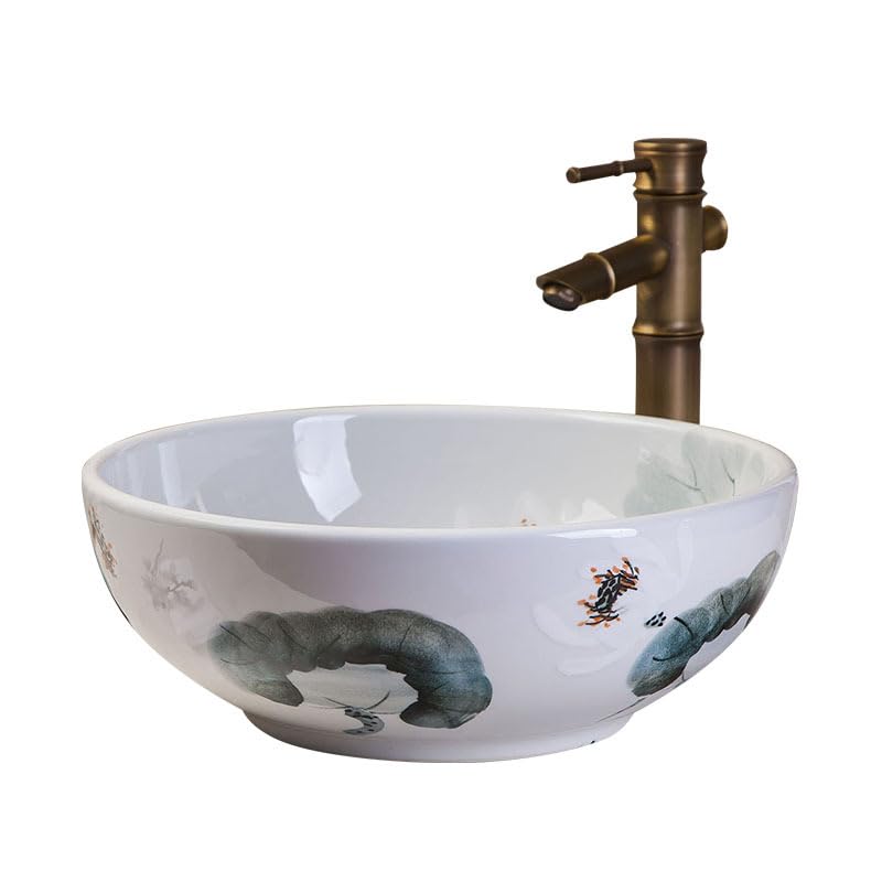 Zlew naczynie artystyczne umywalka nablatowa okrągła retro umywalka ceramiczna dom kreatywny zlew,