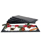 mambocat - set di 6 piatti in ardesia, 11 x 30 cm, piatti da sushi con bordo rustico rotto, ideali come piatti da antipasto per formaggi e salsicce, anche come sottobicchieri o piatti decorativi.