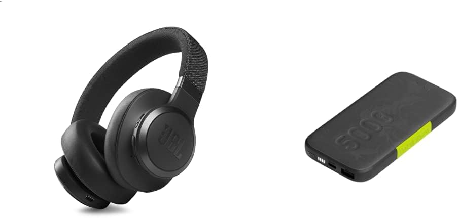 JBL Live 660NC - Wireless Over-Ear Noise Cancelling Headphones - Black and InfinityLab InstantGo 5000-5000mAh Wireless Power Bank- Black