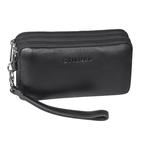 STILORD Kenneth Handgelenktasche Herren Echtleder schwarz mit Handgelenk-Schlaufe ideal als Männerhandtasche Reiseorganizer Unterarmtasche und Kuturbeutel - Handtasche Männer Leder