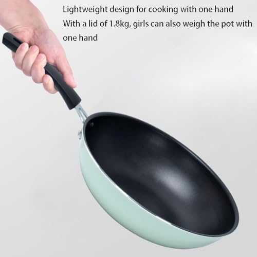 Wok de aleación de aluminio verde con tapa de vidrio 28 cm miniatura 4