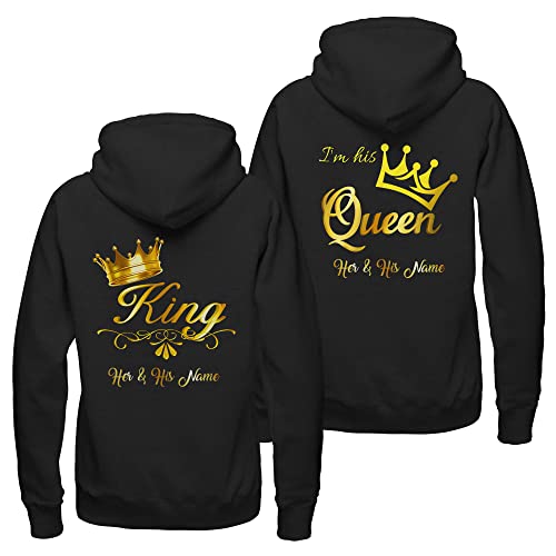 Personalized King Queen Unisex Hoodie, King And Queen Hoodies For Couple Set, Matching Couple Hoodies Set Valentine's Day Outfit