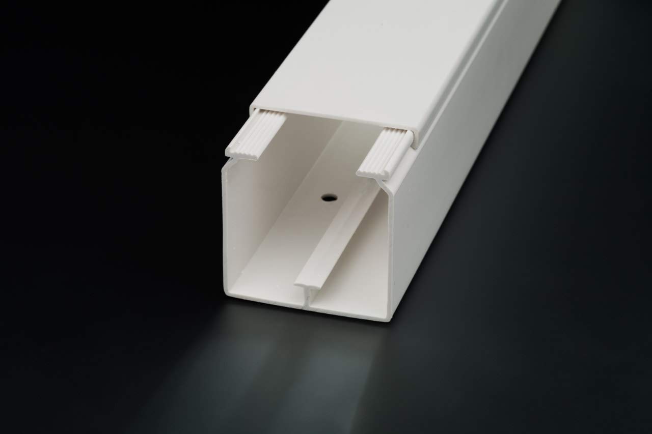 CabCom PVC Kabelkanal Kabelleiste Kabelschacht Brüstungskanal zur Montage an Wand oder Decke Diverse Größen und Farben (40 x 40 mm, 20 Meter, weiß)