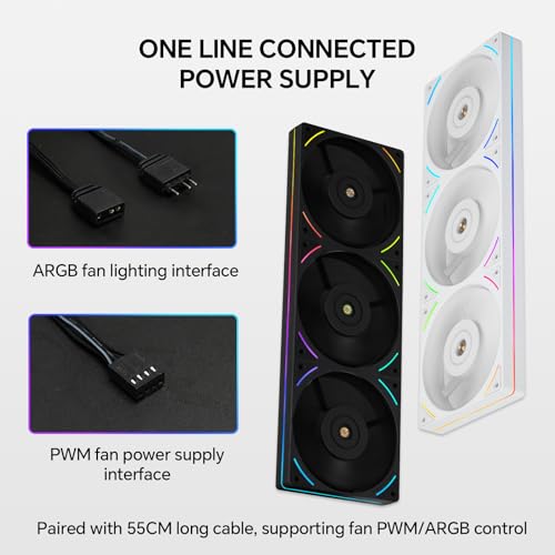 Image of Thermalright TL-UB36R 360mm Single-Frame PC Cooling Reverse Case Fans - PWM 2150 RPM Speed | ARGB Lighting | High Airflow | Single Modular Cable, for Chassis & Liquid Cooler (Black)