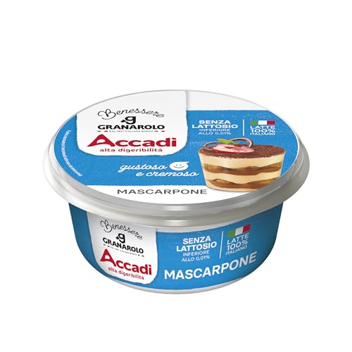 Granarolo, Mascarpone Senza Lattosio, Accadì, 250g, Ricco e Cremoso, Ottimale per Dolci e Cucina, Basso Contenuto di Lattosio, Texture Cremosa, Sapore Ricco