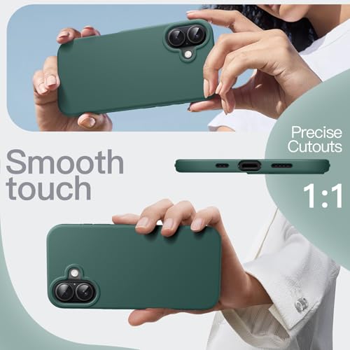 Image of JETech Liquid Silicone Case for iPhone 17 6.3-Inch, Silky Soft Touch Full-Body Protection, Anti-Scratch Shockproof Phone Cover with Microfiber Lining (Midnight Green)