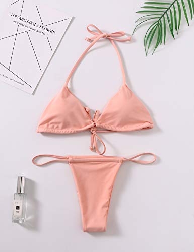 XUNYU Bikini Set Bandage Solid Brazilian Swimwear Two Pieces Swimsuit Padded Thong Bathing Suits