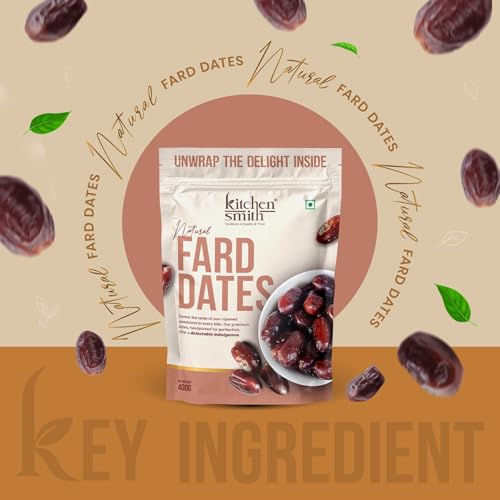 Image of KitchenSmith Fard Dates - Pack of 2 (400gm Each) | Omani Fard Dates No Preservatives & Added Sugar | High Fibre | Energy Health Snacks | Premium Khajoor
