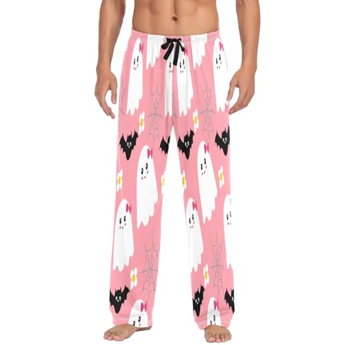 Qilmy Cute Ghosts Men's Cotton Pajama Pants, Lightweight Lounge Sleepwear with Drawstring and Pocket2