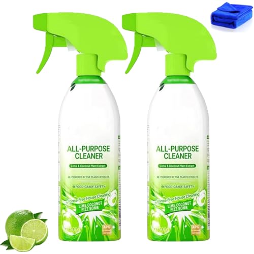 Cleanways All Purpose Cleaner - 500ml Multipurpose Cleaner for House Cleaning Supplies, Plant-Based Power Cleaner, Fresh Lime Coconut Scent for Kitchen, Bathroom, Living Room (2PCS)