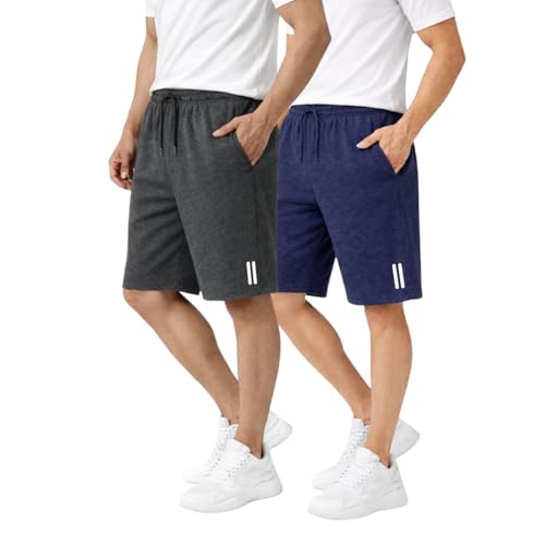 Image of KART BLACK Plus Sizes Men's Cotton Knee Length Shorts (M,L,XL,XXL,3XL,4XL,5XL) | Casual and Night Wear Mens Shorts (Pack of 2)