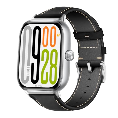 #ColaboraciónPagada<br>Correa Cuero para Xiaomi Redmi Watch 5 /Redmi Watch 4 / Xiaomi Smart Band 9 Pro/8 Pro Correas Repuesto Cuero Pulsera para Hombres y Mujeres - Negro