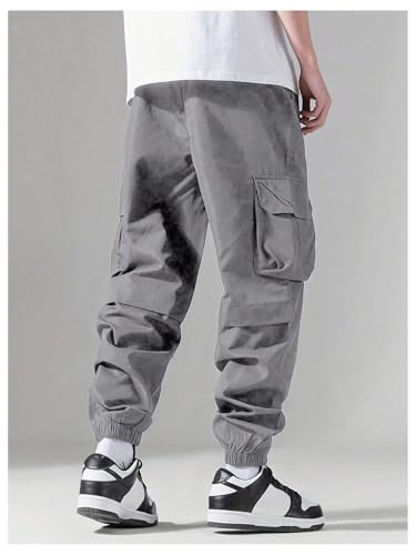 OYOANGLE Men's Plus Size Drawstring Waist Joggers Casual Hiking Baggy Cargo Pants2