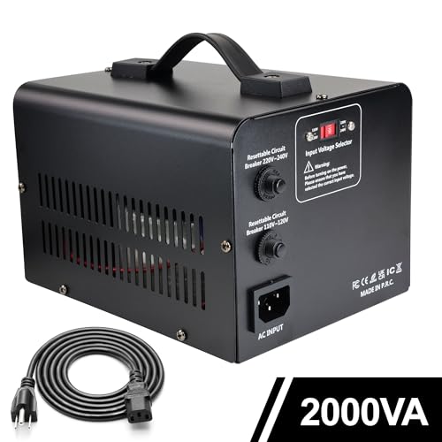 Image of 2000W Step Up /Down EU Voltage Transformer Converter 110V to 220V | OR Convert 220V to 110V Voltage Converter with 2US&2 EU outlets [110V US Power Cord Included Only, No 220V Cord]