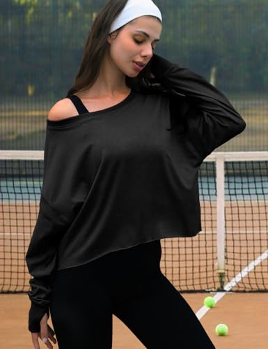 Image of UNIANKIYA Open Back Workout Tops for Women Long Sleeve Cropped Athletic Clothes Gym Running Yoga Low Impact Sports T Shirts