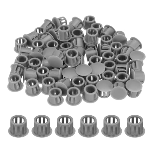 Image of uxcell 100pcs Nylon Plastic Hole Plugs, 2 /5 inch (10mm) Round Drill Screw Hole Plugs Covers, Deep Grey