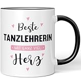 JUNIWORDS Tasse, Beste Tanzlehrerin, mit ganz viel Herz, Schwarz (6065588)