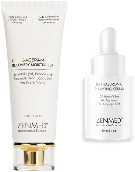 ZENMED Anti-Aging + Calming Duo with B5 Hyaluronic Plumping Serum, Omegaceramide+ Recovery Moisturizer